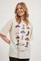 Women's Cowboy Theme Printed Crew Neck Stone T-Shirt - 2