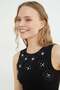 Floral Appliqué Stone Embellished Blouse - 5