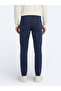 Midnight Blue Straight Woven Slim Fit Casual Cotton Blended Pants - 5