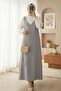 Long Gilet with Tie Shoulders -Grey