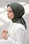 وشاح حريري 100% من نسيج التويل بنمط مونوغرام بلون كاكي مقاس 90x90 شكل الخياطة: خياطة يدوية - 3