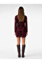 Slim Fit Draped Long Sleeve Stand Qipao Collar Floral Tulle Mini Dress - 3