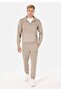 Slim Fit Mid Waist Men's Beige Sweatpants - 3