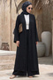Black Kimono Suit with Pants - 3