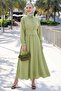 Buttoned Elastic Waist Pistachio Green Dress - 5