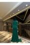 Flexible Glitter Fabric Double Breasted Front Stone Detailed Tailored Evening Dress 583104 Emerald - 4