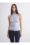 Alita City Farkıyla Soulife Gray Combed Cotton Plain Halter Neck Sleeveless Women's Blouse - 2