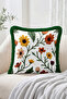 Colorful Flower and Leaf Embroidery-Looking Patterned 4-Piece Fringed Throw Pillow Cover Set - 5