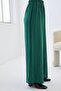 Elastic Waist Crepe Trousers Green Loose Fit - 2