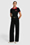 Women's Black Polo Collar Basic T-Shirt 50323455-Vr046 - 4