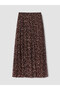 Original Elastic Waist Patterned Chiffon Pleated Skirt - 5