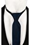 Navy Blue Colored Elastic Ready Tied 6 Cm Wide Dobby Tie - 3