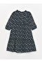 Two Mt Shop Quality Lcw Kids Black Oval Collar Patterned Girls' Dress - 3
