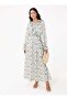 Glitter Chiffon Hijab Dress with Ruffle Detail at the Collar - Patterned - - 2