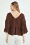 Textured V-Neck Casual Blouse - 7