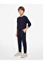 Ribbed Waist Tied Basic School Sweatpants with Pockets