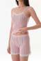 Thick Striped Lace Shorts Pajama Set - 5