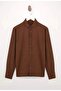 Sofia Linen Textured Long Sleeve Brown Half Oversize Men's Shirt - 6
