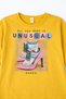 Via Girls Girls' Printed Detailed Long Sleeve T-Shirt 6-9 Years Old Mustard - 2