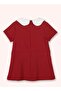 Girl's White Collared Pleated Dress 5-12 Years Old Red - 3