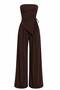 Women's Strapless Tie-Up Asymmetrical Cut Blouse and Wide Leg Pants