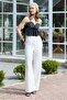 High Waist Zippered Muslin Fabric Trousers - 2