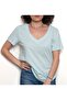 Women's Mint Green V-Neck Short Sleeve Relaxed Cut Body - 2