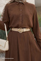 Gold Belted Skirted Brown Suit - 2