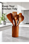 Teak Wooden Kitchen Utensil Set, Includes Spatula, Spoons & Fork for Cooking and Baking. - 5