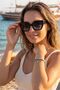 Women's Uv400 Black Geometric Gradient Sunglasses 23063 C2Deg - 4