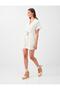 Beige Melange Belt Detailed Linen Blend Mini Jumpsuit - 4
