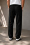 Men's Black Linen Trousers with Waist Tie - 7