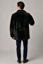 Black Richard Lined Wool Men's Genuine Leather Coat - 7