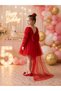 Baby Girl Red Dress Long Sleeve Bowknot Birthday Party Wedding Special Occasion Tulle Lined Princess