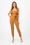 Women's Brown Strappy Flounce Jumpsuit B21-4390