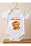 Father's Lion Cub Printed Fan-Themed Yellow Red Lion Baby Bodysuit - 100% Cotton - 6