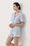 Women's Relaxed Elastic Blue Pajama Set - 4