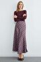 Plaid Patterned Maxi Length Satin Skirt - 5