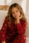 Christmas Patterned Long Sleeve Button Front Shirt Collar Mother Daughter Pajamas Set - 5