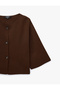 Buttoned 3/4 Wide Sleeve Round Neck Knitwear Cardigan - 7