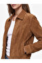 Long Sleeve Zippered Oversize Faux Suede Bomber Jacket - 4