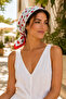 Women's White Red Cherry Satin Scarf 70X70 cm - Versatile Waist and Shoulder Tie Scarf Accessory - 2