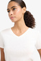 100% Cotton Slim Fit V-Neck Basic Plain Ribbed Short Sleeve T-Shirt I1080Az25Au - 4