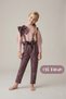 Girl's Half Turtleneck Knitwear Sweater Houndstooth Model Salopet Brown Pants Buckle 3-Piece Set
