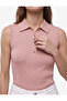 Half Buttoned Knitwear Polo Neck Sleeveless Blouse - 4