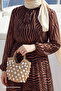 Patterned Lenda Chiffon Hijab Dress - Brown - 2