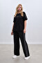 Oşho Modal Fabric Short Sleeve Double Piping Detailed Bottom and Top Set 2Xl-6Xl
