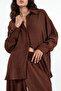 Women's Textured Shirt and Pants Two-Piece Set - Brown 1413 - 3