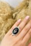 Gothic Punk Victorian Rose Pattern Black Enamel Ring – Elegant Romantic Symbol of Darkness