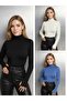 3 Pcs Round Neck Women's Long Sleeve Stretch Fabric Bodysuit with Fingers